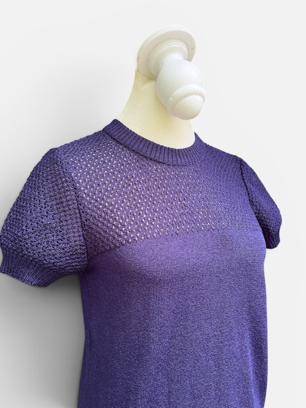 Vtg Kimberly 100% Dacron Polyester Short Sleeve Sweater Size Small